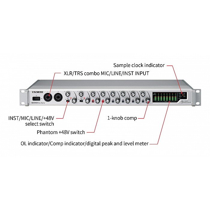 DTM・DAW TASCAM SERIES 8p Dyna SERIES 8p Dyna | 8-Channel Mic Preamp & DA Converter with
